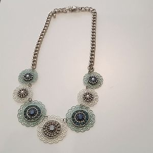 Turquoise and Cream Medallion Necklace
